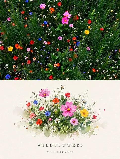 野花草甸的水彩诗篇
